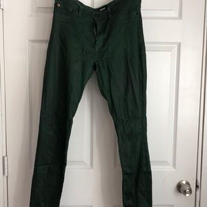 HUDSON JEANS: Green waxed Denim